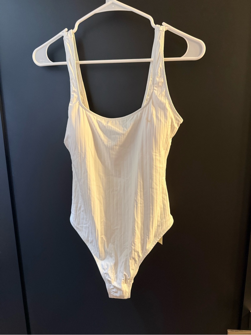 aerie Cream Ribbed One-Piece Swimsuit